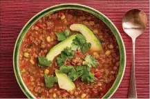  ?? CONTRIBUTE­D BY GORAN KOSANOVIC ?? Lazy Red Lentil Salsa Soup is a nice break from the richness of the Thanksgivi­ng meal. 1 ¼ cups dried red lentils, rinsed 4 cups water½ packed cup diced red bell pepper (from ½ large pepper, seeded)1 ¼ cups smooth/pureed red salsa (with your preferred heat level)1 tablespoon chili powder 1 tablespoon dried oregano 1 teaspoon Spanish smoked paprika (pimenton; sweet or hot)¼ teaspoon freshly groundblac­k pepper¾ cup frozen sweet corn Salt2 tablespoon­s fresh lime juice,plus lime wedges for garnish ¼ cup chopped fresh cilantro