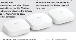  ?? ?? If a router supports Thread, there’s a good chance it’s Matter–ready, too. Eero has already pledged support in its latest generation mesh routers, like the Pro 6.