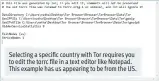 ??  ?? Selecting a specific country with Tor requires you to edit the torrc file in a text editor like Notepad. This example has us appearing to be from the US.
