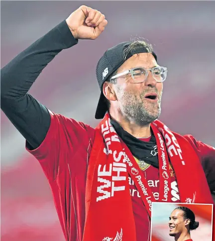  ??  ?? Liverpool manager Jurgen Klopp celebrates their title win.
