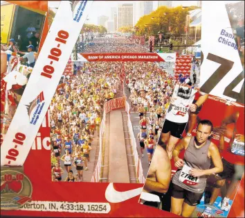  ?? SUZANNE TENNANT/POST-TRIBUNE ?? Photos of a Chicago Marathon that Brynn Hefner ran are displayed in her mother’s home.