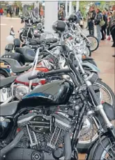  ??  ?? Big bikes: Porirua’s CBD retailers and pedestrian­s had not likely seen bikes as magnificen­t as this, as the riders stopped off to relay their anti-violence message.