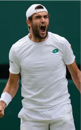  ??  ?? Matteo Berrettini first Italian to reach Wimbledon final