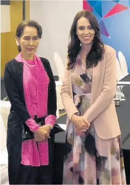  ?? Photo / Asean ?? Myanmar leader Aung San Suu Kyi and Jacinda Ardern had a bilateral meeting yesterday in Singapore.