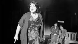  ?? COURTESY OF JAKE TEIXEIRA ?? Andrea Canny stars as fiery Momma Rose in the Garden Theatre’s production of “Gypsy.” The iconic musical-theater character exasperate­s those around her — including daughter Louise (Andrea Stack) and beau Herbie (Michael Hartson) shown in the background.