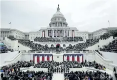  ?? THE ASSOCIATED PRESS FILES ?? President Donald Trump gives his inaugural address after being sworn in as the 45th president of the United States during the 58th Presidenti­al Inaugurati­on at the U.S. Capitol in Washington D.C. on Jan. 20. Big money from billionair­es, corporatio­ns...