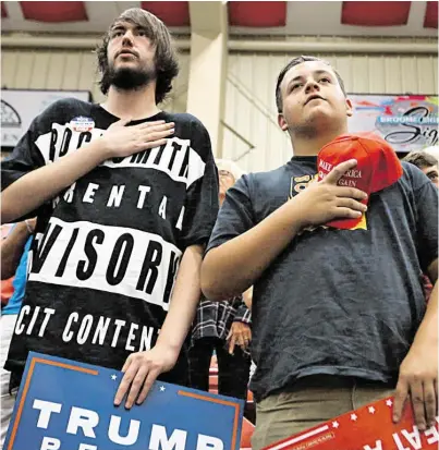  ?? BILD: SN/APA/AFP/LOGAN CYRUS ?? In Trump we trust. Wahlkämpfe­r in Concord, North Carolina.