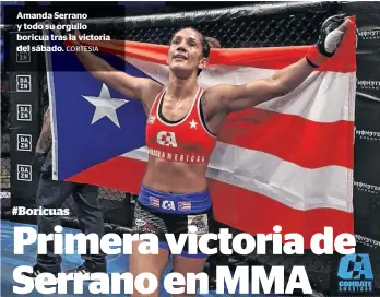  ?? CORTESIA ?? Amanda Serrano y todo su orgullo boricua tras la victoria del sábado.