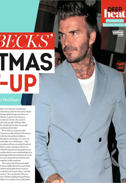  ??  ?? Becks: wants Christmas in Miami