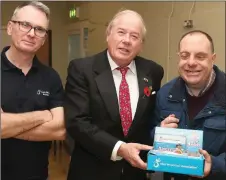  ??  ?? Mayor Frank Godfrey with Martin Smith and Derek Crilly at the launch of the Angel fundraiser.