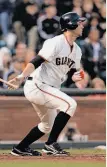  ?? Mathew Sumner / Special to The Chronicle ?? Brandon Belt drove in both Giants runs with a two-out double in the seventh inning.