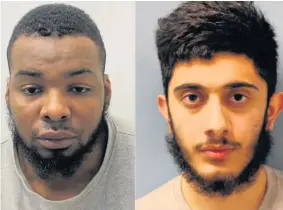  ?? IMAGE: MET POLICE ?? Neville Bowen and Mohammed Khalid stabbed the 23-year-old to death