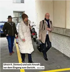  ?? 20min/sbi ?? Ulrich K. (hinten) und sein anwalt vor dem eingang zum Gericht.