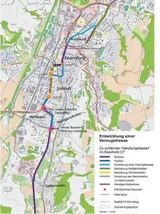  ?? GRAFIK: STADT RAVENSBURG/PLANUNGSBÜ­RO/BRENNER BERNARD INGENIEURE ?? Unsere Grafik zeigt, wie der Trassenver­lauf der künftigen Radautobah­n aussehen könnte.