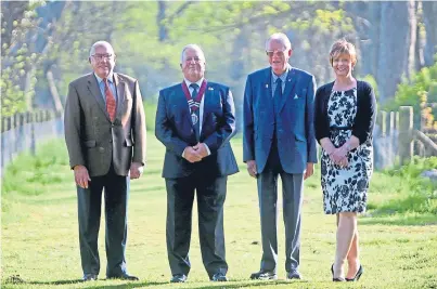  ?? Picture: Kris Miller ?? Ian Ballantyne, Harry Simpson, Michael Sowden and Wendy Glass at Hospitalfi­eld House yesterday.