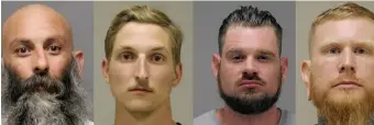  ?? Ap FilE ?? ‘BACK TO WORK’: This combo shows booking photos of, from left, Barry Croft, Daniel Harris, Adam Fox and Brandon Caserta, the four men accused of plottinig to abduct Michigan Gov. Gretchen Whitmer in 2020.