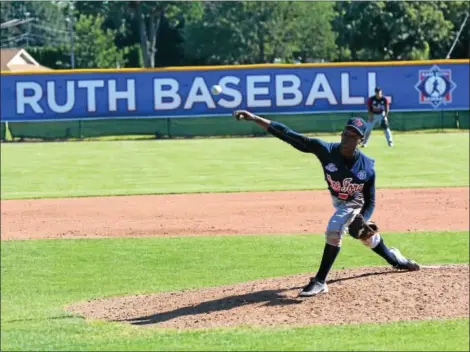  ?? STEVEN SMITH - FOR DIGITAL FIRST MEDIA ?? Pine Forge pitcher Jairo Pichardo delivers to the plate during the Indians’ 9-4 loss in the Senior Babe Ruth World Series Sunday.