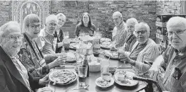  ?? Courtesy of Treemont ?? Now that residents and staff are vaccinated, Treemont is excited to resume its outside excursions. In March, Treemonter­s went to the Menil Collection and dined afterward at Pappasito’s Cantina. Seated from the left, clockwise: Louis Whittingto­n, Eloise Nelson, Davis Maberry, Marie Lynn Hayes, Joanne Alla, Bob Rice, Velma Ferguson, Magda Churchill, and Irl Sampson.