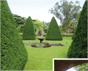  ??  ?? The 15th-century Athelhampt­on House with yew pyramids in the Great Court Garden and octagonal Cloister Garden.