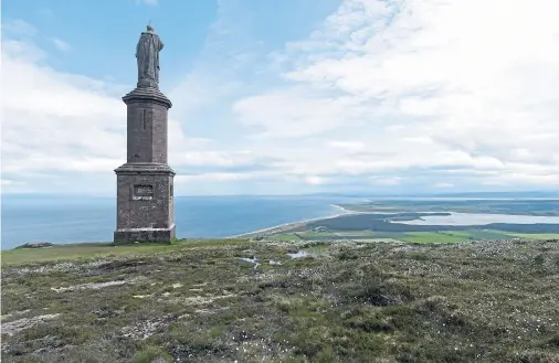  ??  ?? CONTROVERS­IAL: The statue of the first Duke of Sutherland, known locally as the Mannie, was erected in 1837 and overlooks Golspie