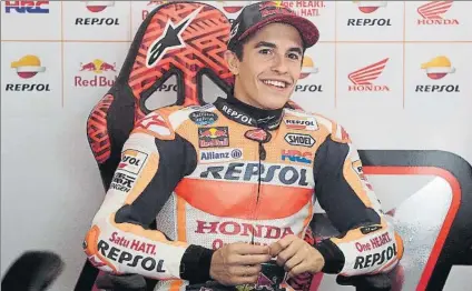  ?? FOTO: EFE ?? Marc Márquez, contento por haber salvado el muro de Sepang con unos buenos puntos. Cheste será otra historia muy distinta