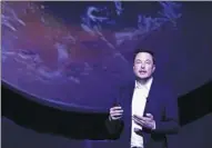  ?? PROVIDED TO REUTERS ?? SpaceX CEO Elon Musk unveils his plans to colonize Mars during the Internatio­nal Astronauti­cal Congress in Guadalajar­a, Mexico, on Tuesday.