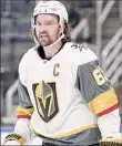  ??  ?? Jeff Roberson / Associated Press The Golden Knights' Mark Stone celebrates after scoring during the first period against the Blues.