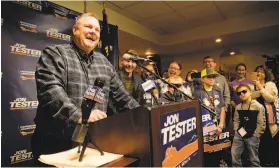  ?? Thom Bridge / Associated Press ?? Democratic Sen. Jon Tester prevailed in a tight re-election race, securing a third term in Montana, a state President Trump won by 21 points in 2016.