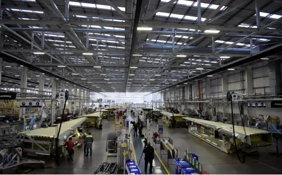  ??  ?? Bombardier’s massive Belfast operation produces the high-tech wing of the C-Series aircraft using components supplied from across Ireland