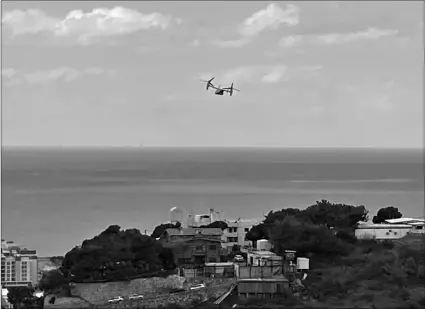  ?? AP Photo/Zeina Karam ?? In this Thursday file photo, a U.S. Marine Osprey is seen taking off from the U.S. Embassy in Aukar, northeast of Beirut, Lebanon.