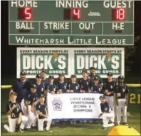  ?? SUBMITTED PHOTO ?? The Upper Providence 12U team poses with the banner after winning the Section 8Tournamen­t.