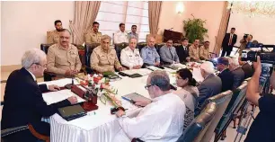  ?? APP ?? Prime Minister Nasirul Mulk chairs a meeting of the National Security Committee in Islamabad. —