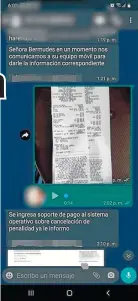  ?? Foto| Policía| LA PATRIA ?? Chat de una extorsión.