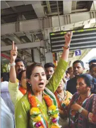  ??  ?? Actress and Congress’ Lok Sabha candidate from Mumbai North Urmila Matondkar attends a rally in Mumbai yesterday.