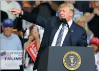  ?? DARRON CUMMINGS / ASSOCIATED PRESS ?? President Donald Trump speaks during a rally on Thursday in Huntington, West Virginia.