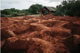  ?? Photograph: Yasuyoshi Chiba/AFP/Getty Images ?? Holes are seen after bodies at a mass-grave site near the coastal town of Malindi, Kenya, were exhumed on Tuesday.