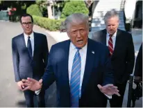  ?? Abaca Press/tns ?? U.S. President Donald Trump speaks to the press outside the White House on July 29 in Washington, D.C.