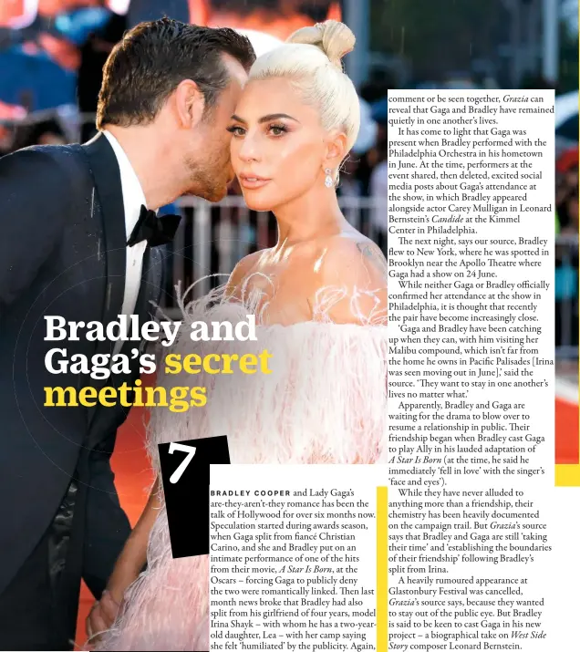  ??  ?? Bradley and Lady Gaga haven’t let rumours of their involvemen­t in each other’s break-ups spoil their friendship