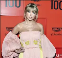  ?? PHOTO BY CHARLES SYKES — INVISION — AP ?? Taylor Swift attends the Time 100 Gala, celebratin­g the 100 most influentia­l people in the world, at Frederick P. Rose Hall, Jazz at Lincoln Center on Tuesday in New York.