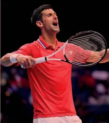  ?? ?? L’ultimo Novak Djokovic, 35, il 23 dicembre nella World Tennis League in Dubai