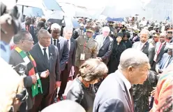  ?? ?? The President joins other Heads of State and Government at the mausoleum of the late Namibian President Hage Geingob