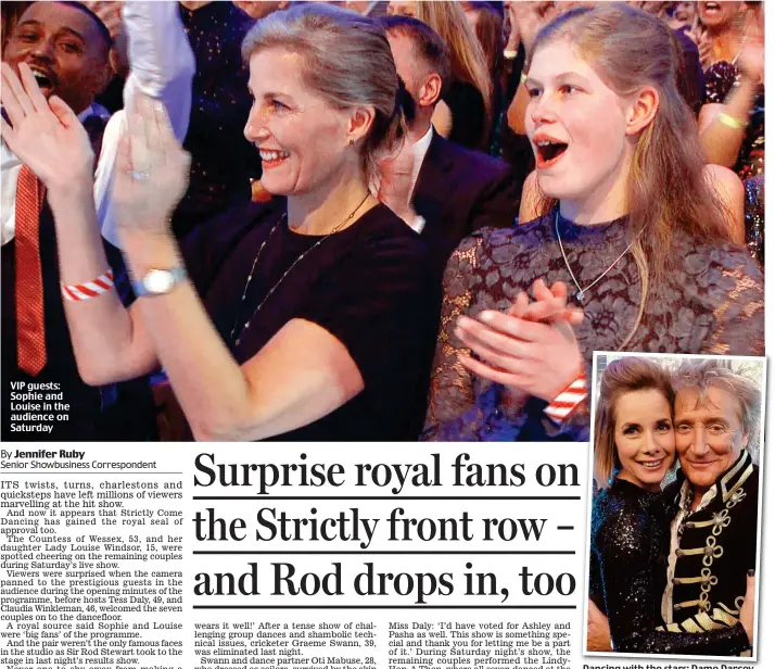  ??  ?? VIP guests: Sophie and Louise in the audience on Saturday Dancing with the stars: Dame Darcey with Sir Rod in a social media post