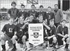  ?? CONTRIBUTE­D ?? The Par-en-Bas junior boys volleyball team after winning the western regional title. Bottom, from left, Jesse Amiro, Jared Pitman, Vincent Surette, Jamie Doucet, Riley Muise and Cowan Warner. Top, from left, Landon Pothier, Trent Muise, Alex Doucette, Isaac Albright, Riley Hubbard and coach Scott Surette.