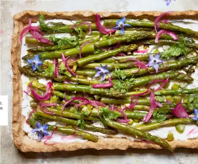  ??  ?? left: wild garlic. right: asparagus and goat’s curd tart