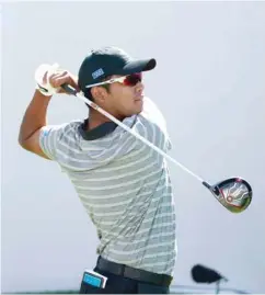  ?? — USA Today Sports ?? Hideki Matsuyama tees off on the first hole during the second round four-ball matches of The President’s Cup at Liberty National Golf Course.