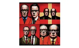  ?? ?? Gilbert and George by AI, by Gilbert and George: the eyes are cold and distant. Composite: Gilbert and George