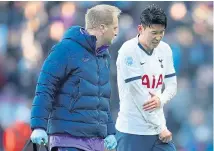  ??  ?? Son Heung-min at half-time in the Villa game.