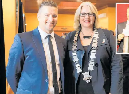  ?? ?? Central Hawke’s Bay District Council’s new CEO Doug Tate, with Mayor Alex Walker, at the mihi whakatau to welcome Doug into his new role.