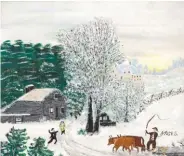  ??  ?? Anna Mary Robertson “Grandma” Moses (1860-1961), Here Comes Daddy, 1950. Oil on pressed wood, 8 x 9⁄ in. Courtesy Galerie St. Etienne.