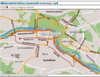  ?? Weitere Informatio­nen zur Baustelle gibt die Stadt auf ihrer Internetse­ite.
www.saarbrueck­en.de/whb ??